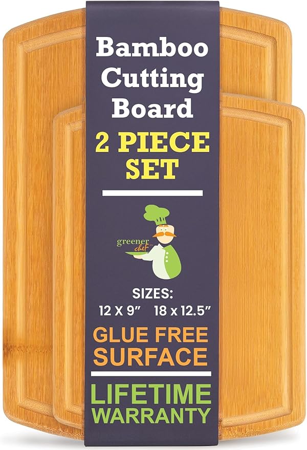 Greener Chef Bamboo Cutting Board - Glue-Free Surface