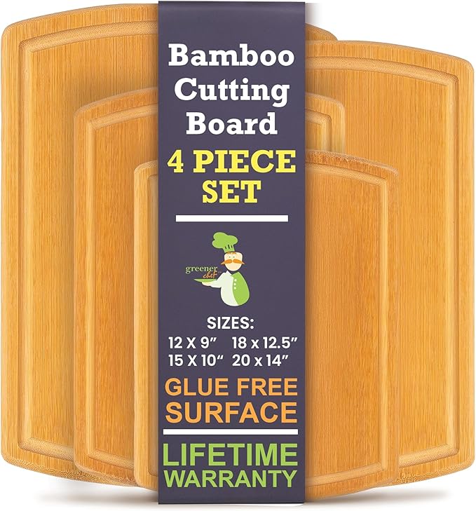 Greener Chef Bamboo Cutting Board - Glue-Free Surface