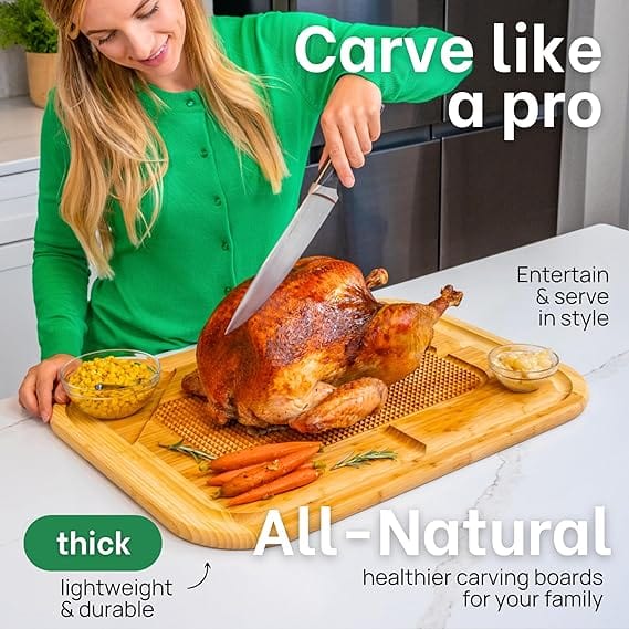 All-Natural carving board with roasted turkey - 81Sl333fdAL