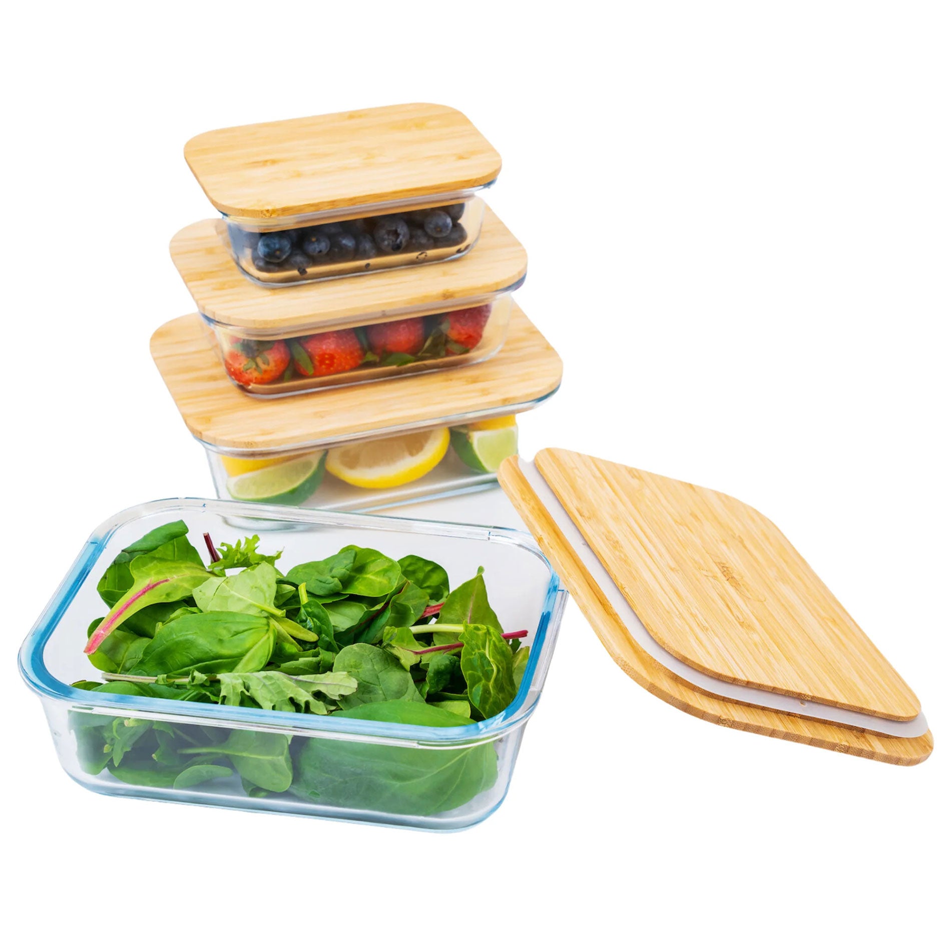 Greener Chef Glass Food Storage Containers with Lids (Bamboo) - 4