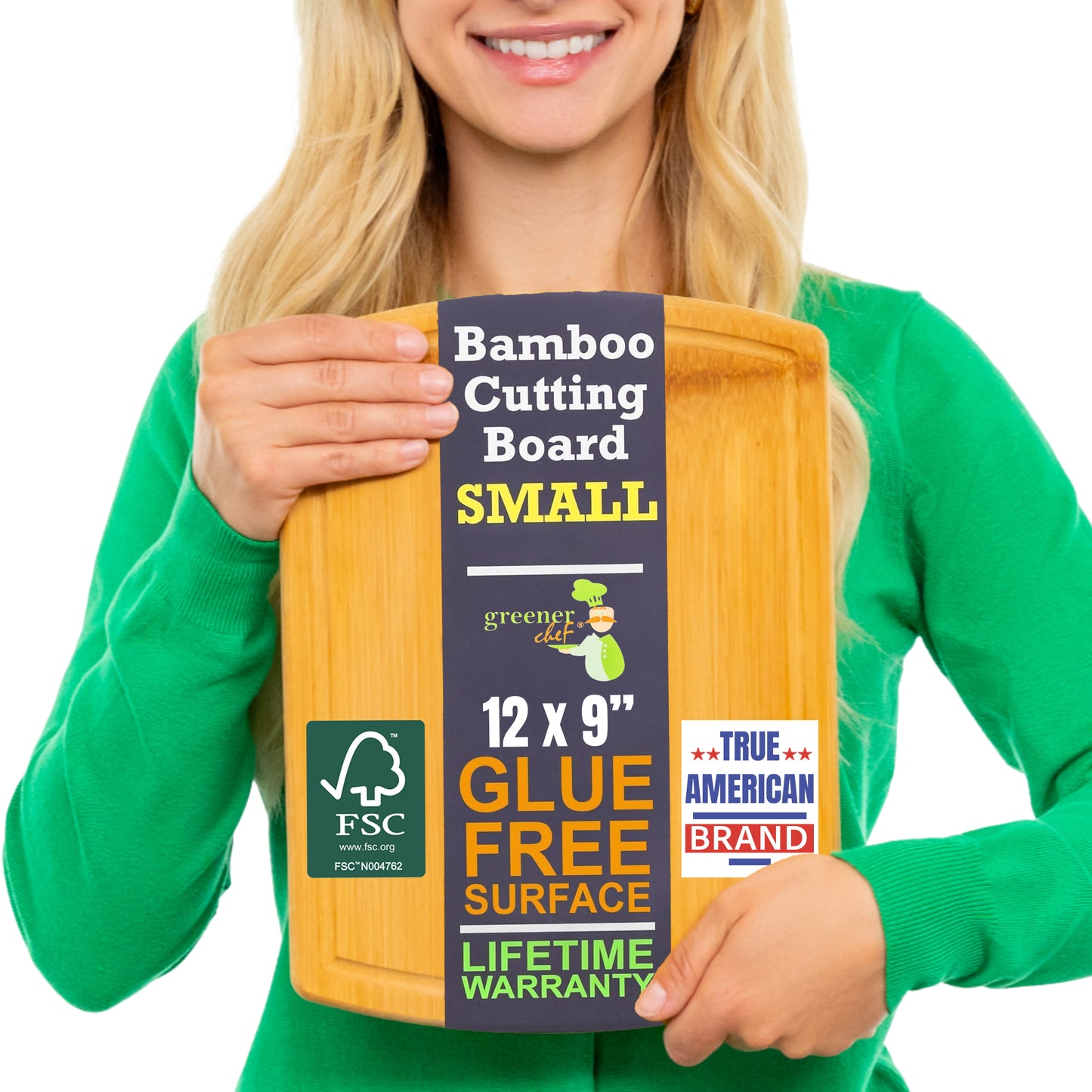 Greener Chef Bamboo Cutting Board - Glue-Free Surface