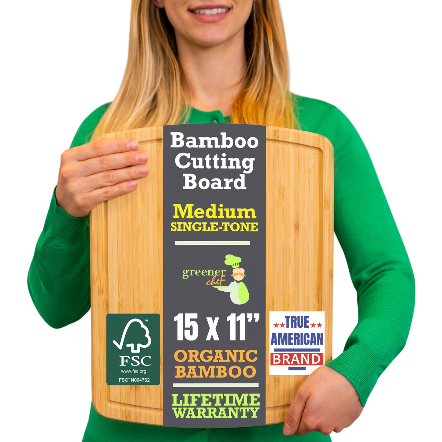 Greener Chef Bamboo Cutting Board - Single-Tone