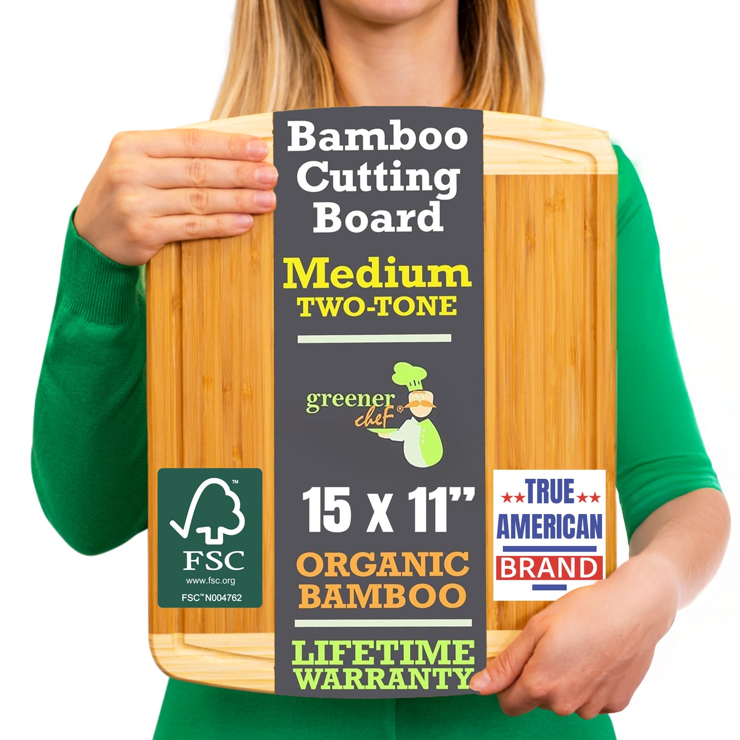 Greener Chef Bamboo Cutting Board - Two-Tone