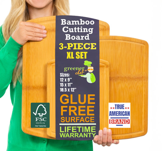 Greener Chef Bamboo Cutting Board - Glue-Free Surface 