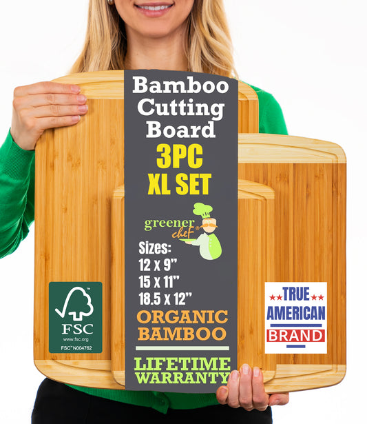 Greener Chef Bamboo Cutting Board - Two-Tone