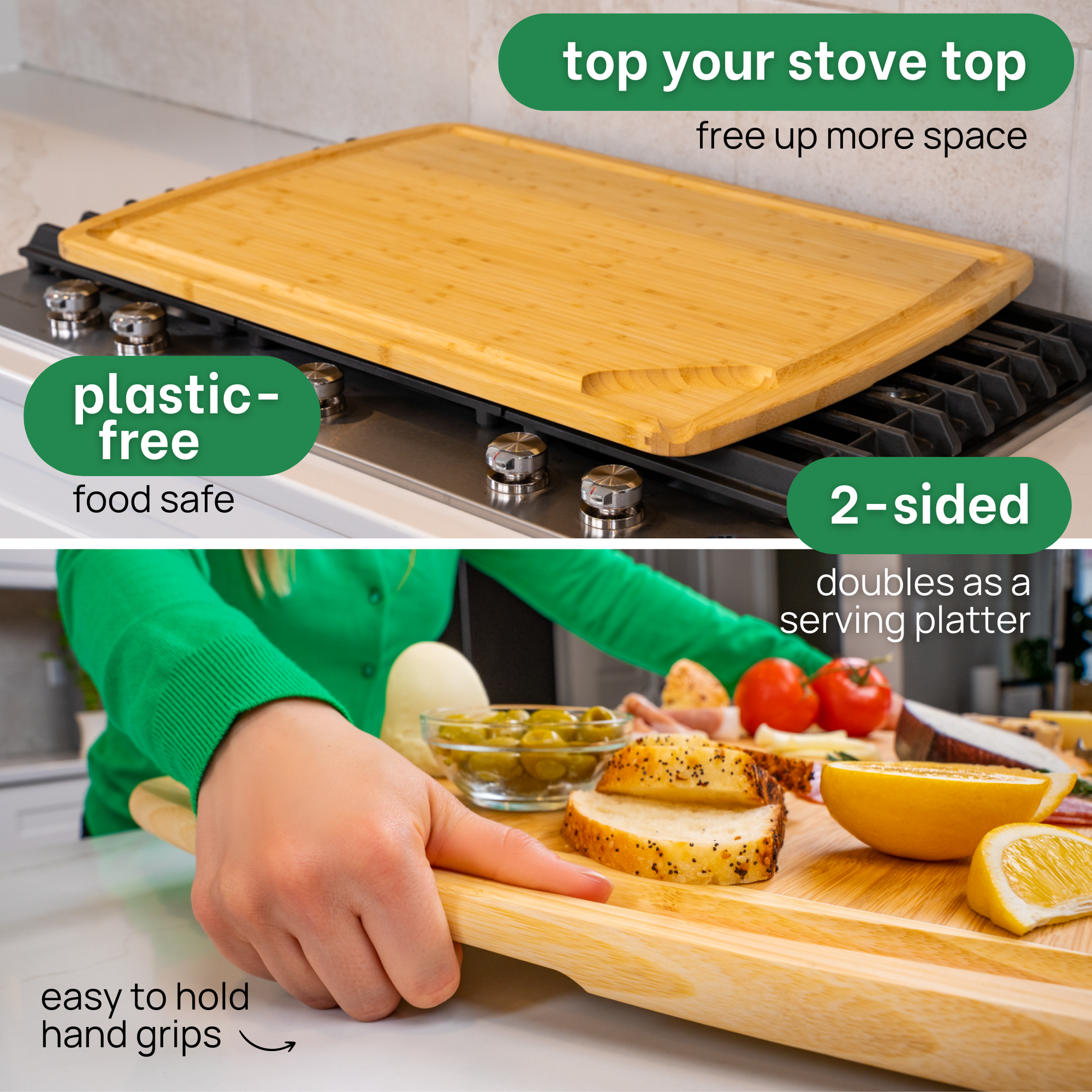  XXXL Bamboo Cutting Board and Food Grade Oil Spray by Greener  Chef: Home & Kitchen