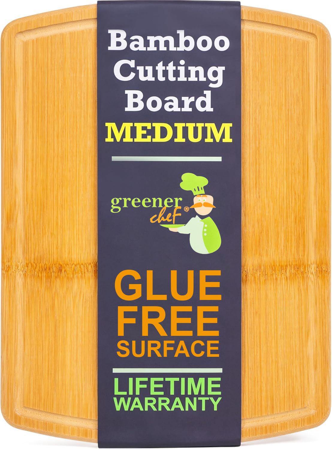 Greener Chef Bamboo Cutting Board - Glue-Free Surface 