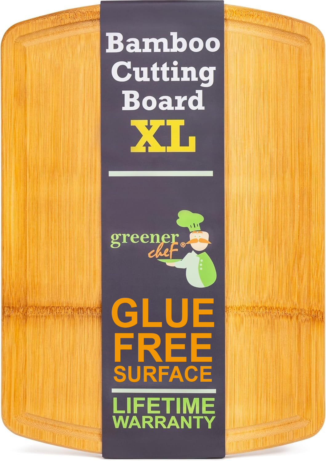 Greener Chef Bamboo Cutting Board - Glue-Free Surface 