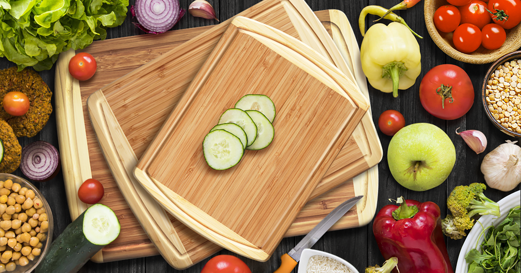GREENER CHEF 15 Inch Medium Cutting Board with Lifetime Replacements,  Bamboo Cutting Boards for Kitchen, Butcher Block, Medium Wooden Chopping  Board