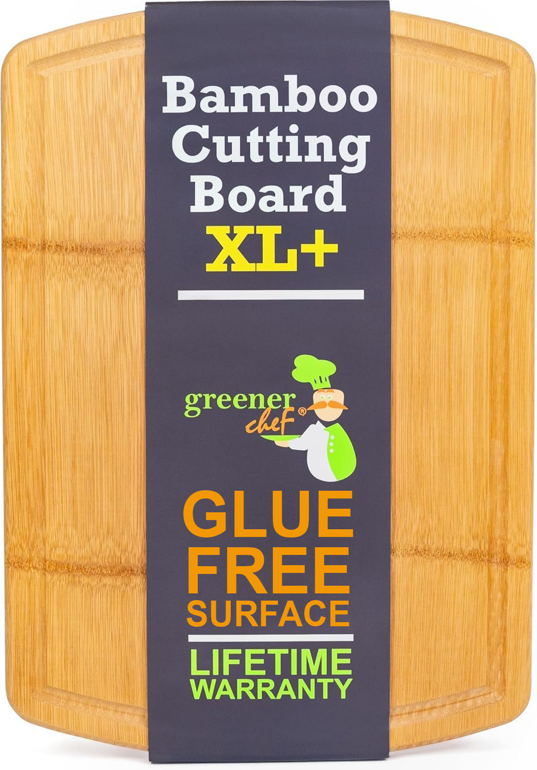 Greener Chef Bamboo Cutting Board - Glue-Free Surface 