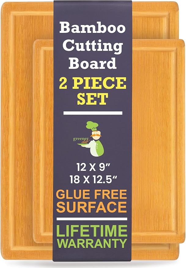 Greener Chef Bamboo Cutting Board - Glue-Free Surface - Rectangle