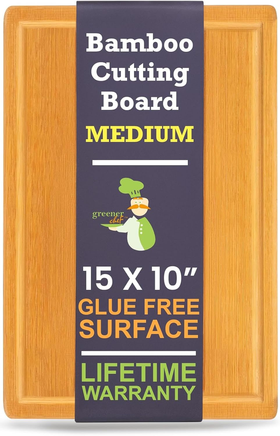 Greener Chef Bamboo Cutting Board - Glue-Free Surface - Rectangle