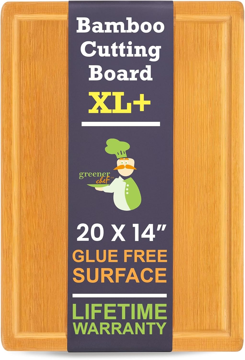 Greener Chef Bamboo Cutting Board - Glue-Free Surface - Rectangle